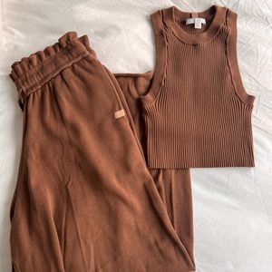 Lunya Cozy Cotton Silk Relaxed Pant + Cropped Tank